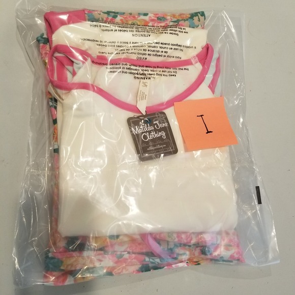 Matilda Jane Pajama Set Womens XL Floral Striped Raglan Sleepwear NWT - Picture 8 of 8